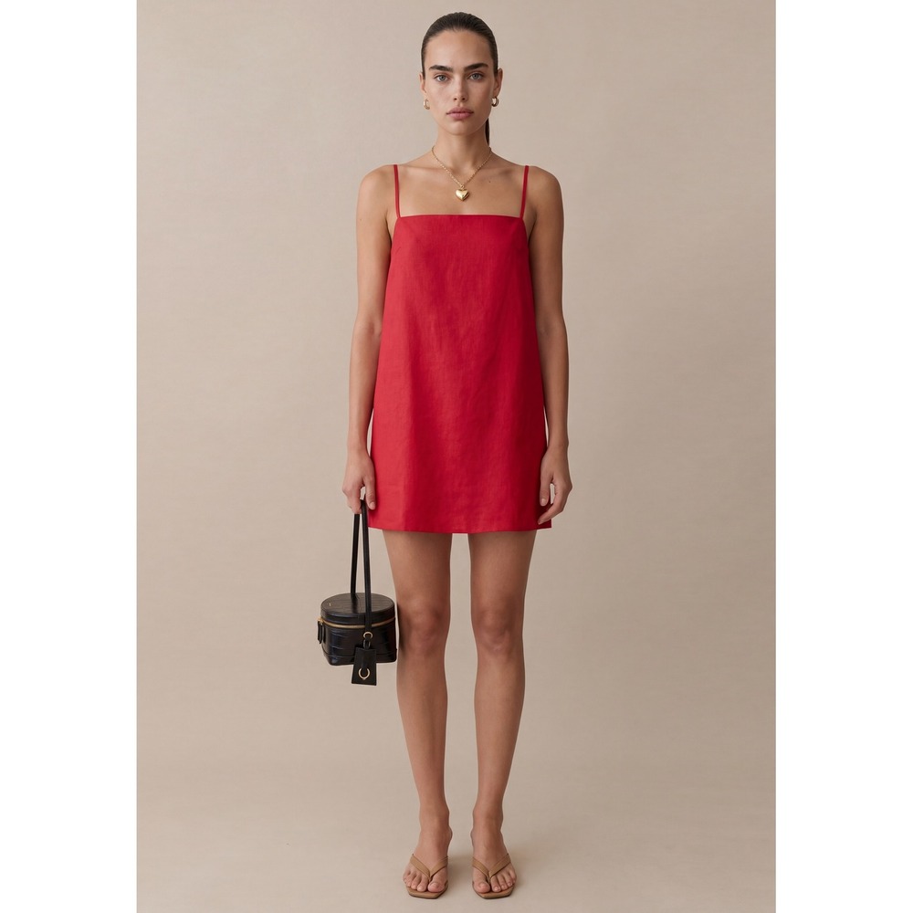 Few Moda Rosalie Linen Dress in Red / Size Large/MSRP $147.50/NWT & Still in Bag